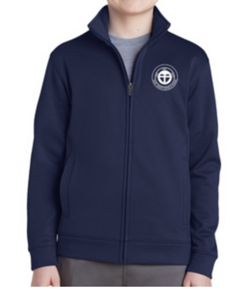 Navy Blue Full Zipper Fleece with SJCS Crest Logo