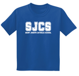 PE T Shirt Royal Blue with SJCS Block Logo