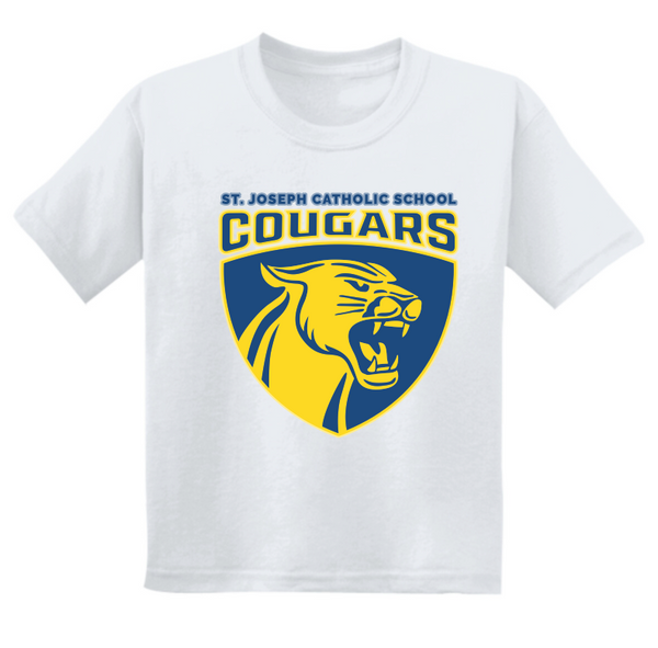 Cougars PE Logo White Short Sleeved T Shirt