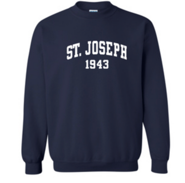 Navy Blue Crewneck Sweatshirt with ST. JOSEPH 1943 Logo