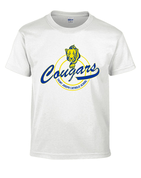 Cougars Logo White Short Sleeved T Shirt