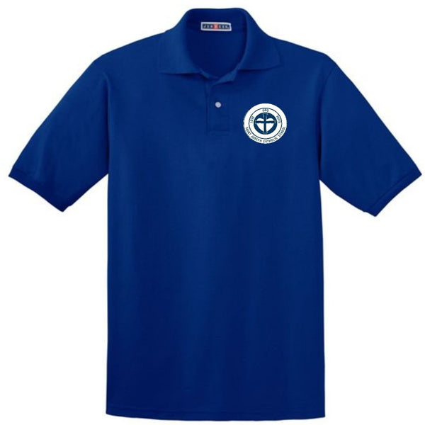 Royal Blue Short Sleeve Polo Shirt with SJCS Crest Logo
