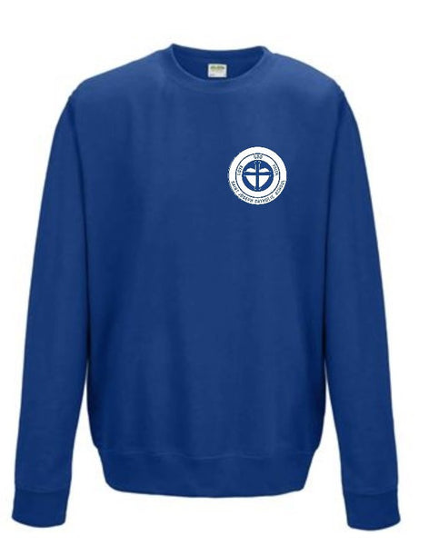 Royal Blue Crewneck Sweatshirt with SJCS Crest Logo