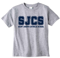 Toddler Heather Grey SJCS Block Logo Short Sleeved T Shirt